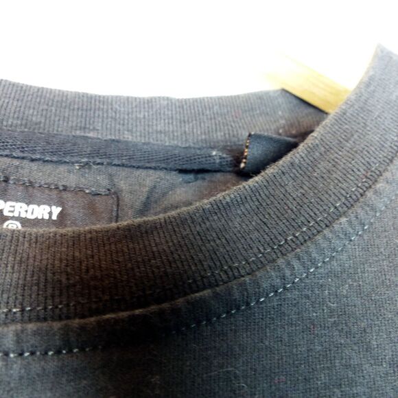 Superdry Black Label T-Shirt Women US 6 Black Out Graphic Logo Short Sleeve Moto - Picture 10 of 16